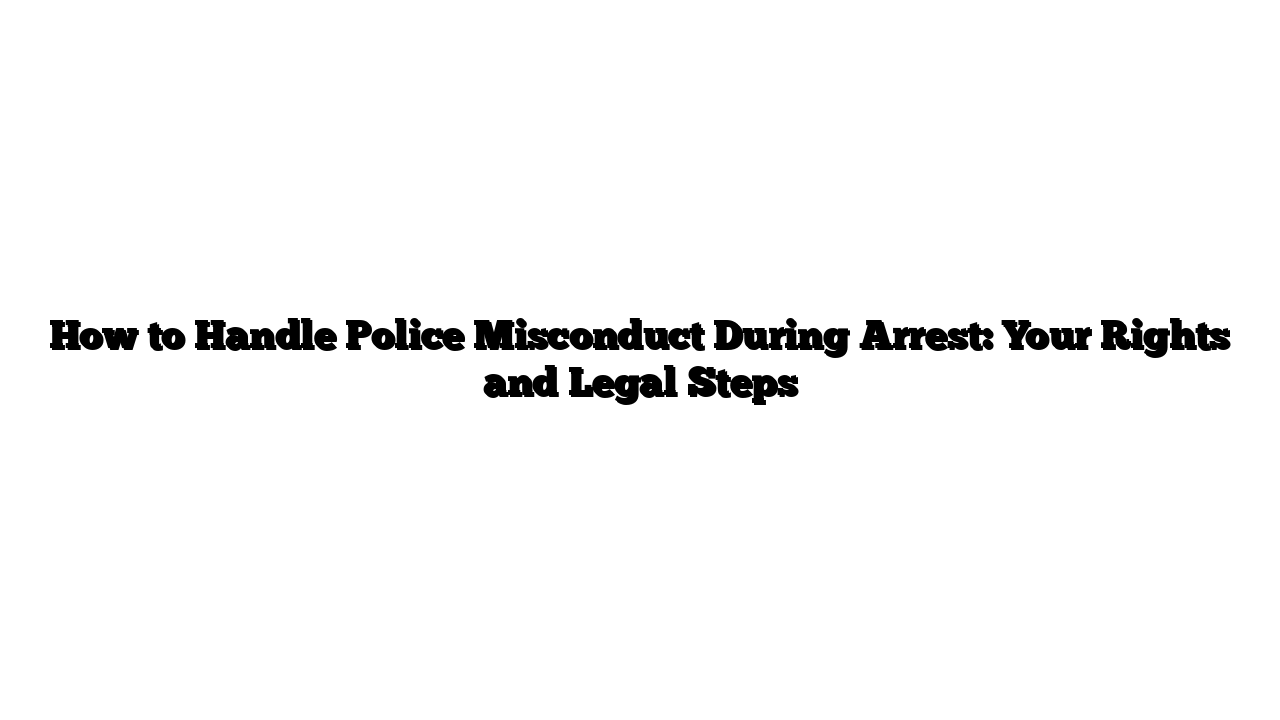 How to Handle Police Misconduct During Arrest: Your Rights and Legal Steps